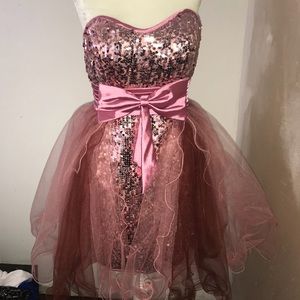 Two Tone Sequin Homecoming Formal Strapless Dress